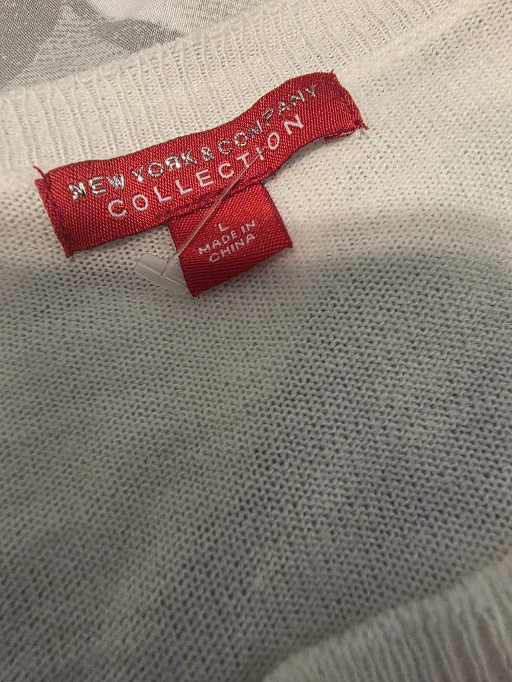 New York & Company Cream Knit Sweater with Red Label - Picture 3 of 4